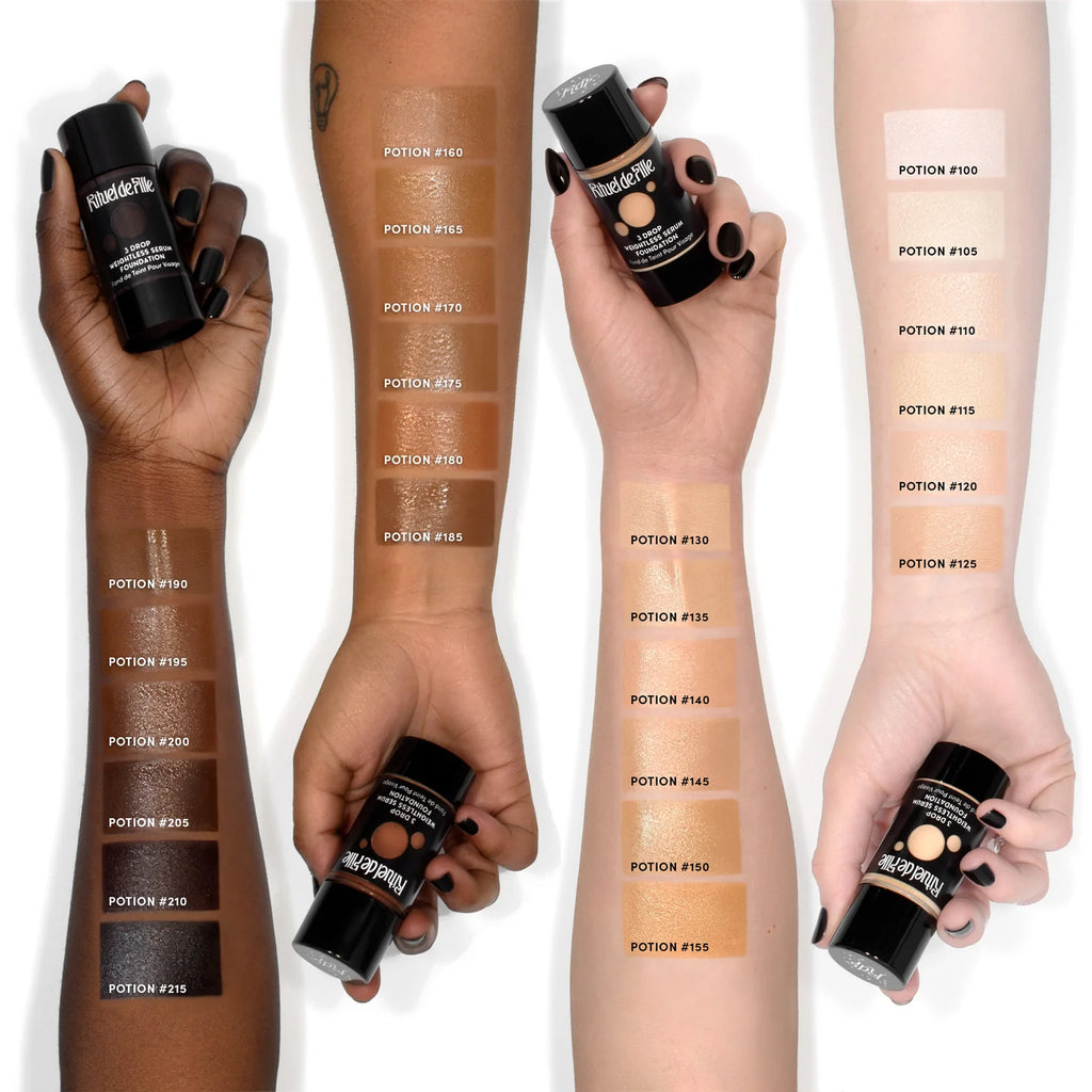 Rituel de Fille-3 Drop Weightless Serum Foundation-Makeup-Arm-swatches-with-shade-names-WEB-RES-The Detox Market | Always