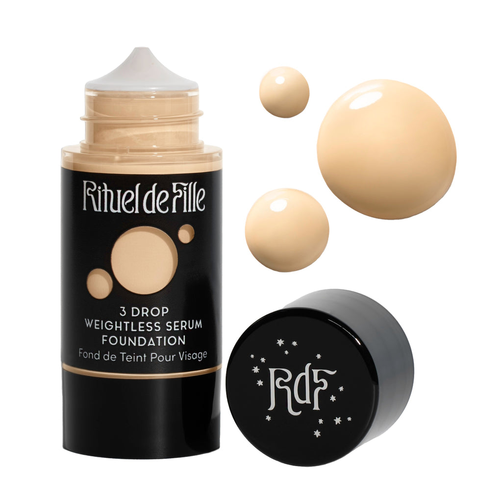 Rituel de Fille-3 Drop Weightless Serum Foundation-Makeup-DROP-115SwatchandBottleNoDropShadowSquare-The Detox Market | Potion 115 - Light shade for gold to olive undertones