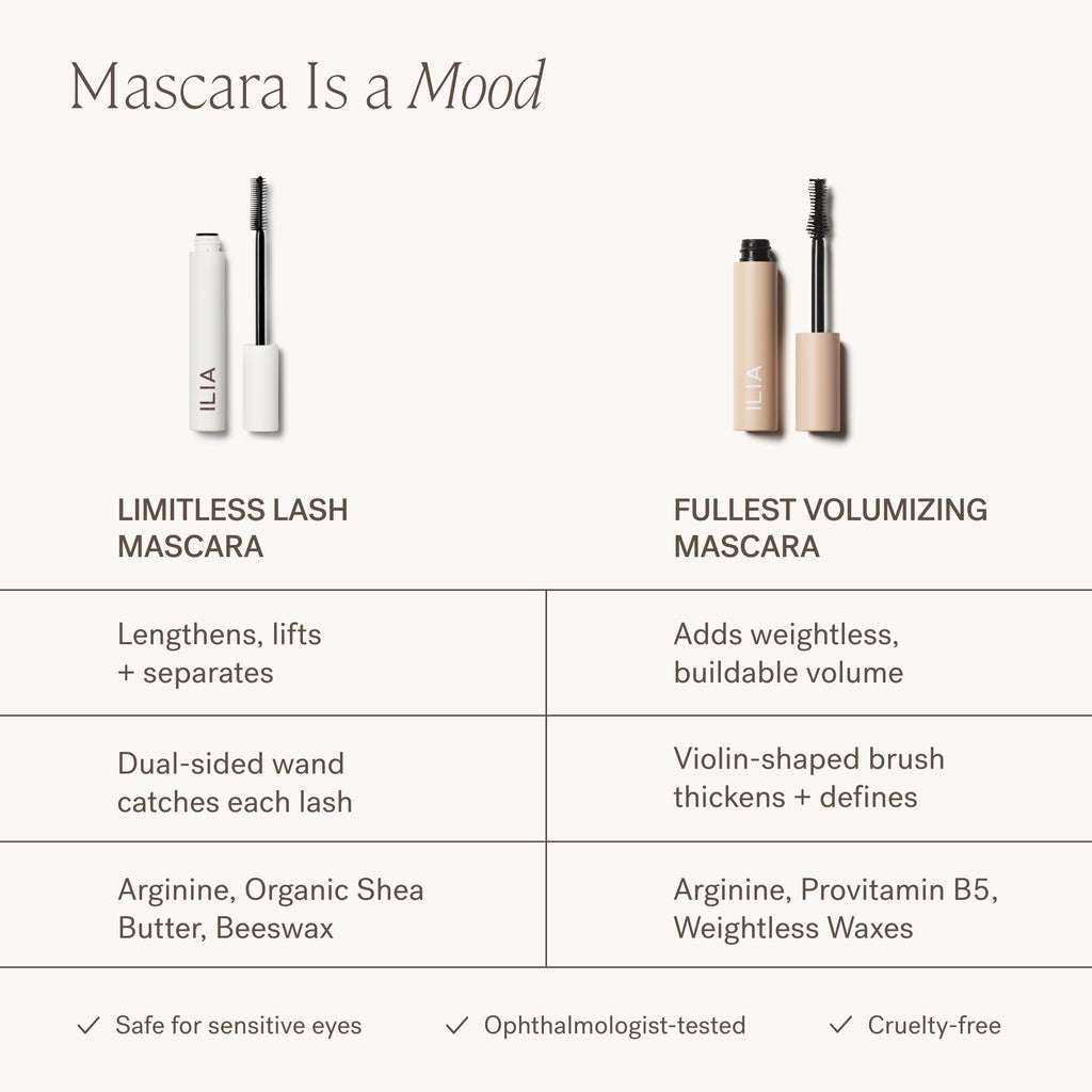 Limitless Lash Mascara - Makeup - ILIA - ILIA_2023_LimitlessLash-LLMvsFVMComparison-2000x2000 - The Detox Market | After Midnight