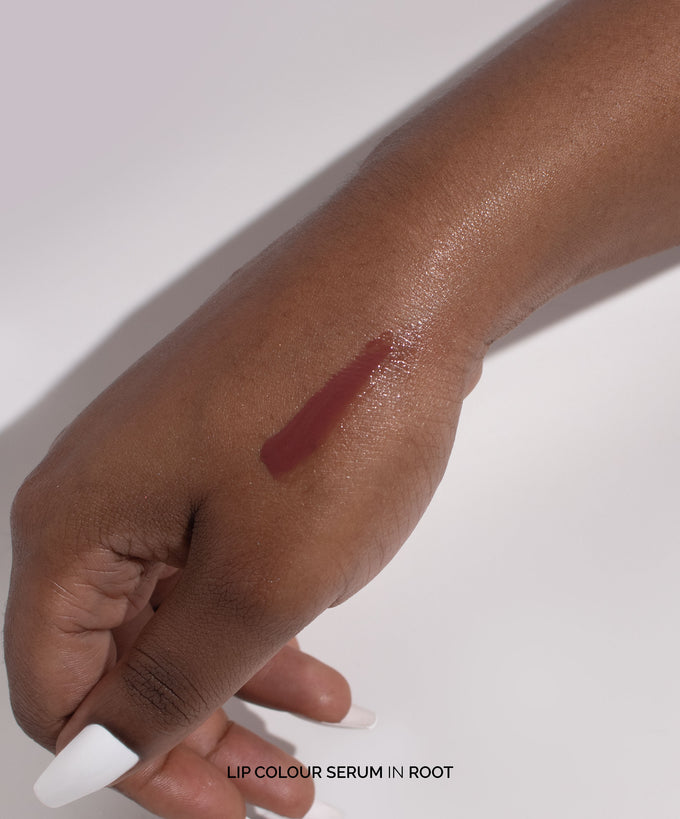Fitglow Beauty-Lip Color Serum-Makeup-LipColourSerum_handswatch_root_DTC-The Detox Market | Root - Earthy Brown Plum