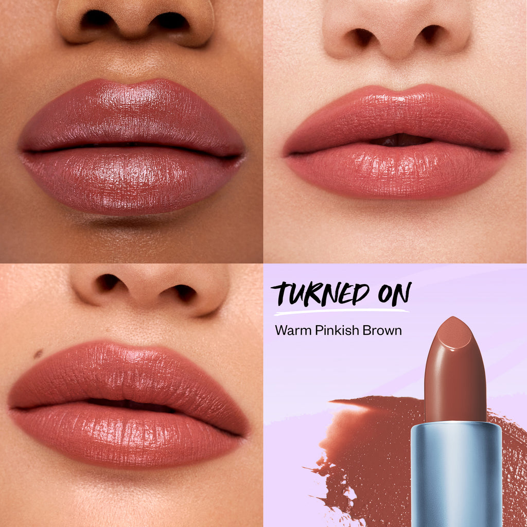 Weightless Lip Color Nourishing Satin Lipstick - Makeup - Kosas - PDP-Weightless-Turned-On-skintone - The Detox Market | Turned On - warm pinkish brown