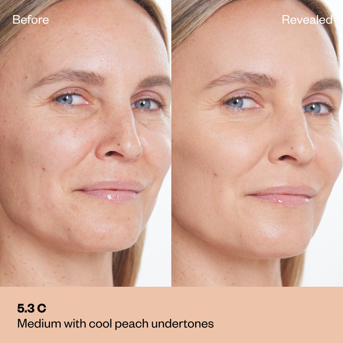 Kosas-Revealer Super Creamy + Brightening Concealer with Caffeine and Hyaluronic Acid-Makeup-1-BeforeandAfterCards_5.3-The Detox Market | 5.3 C - Medium with cool peach undertones