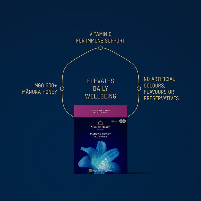 Mānuka Health-Mānuka Honey Lozenges, Elderberry With Vitamin C-Wellness-1200x1200ProdBenefitsHoney_Lozenges_Elderberry_85g_US-The Detox Market | 