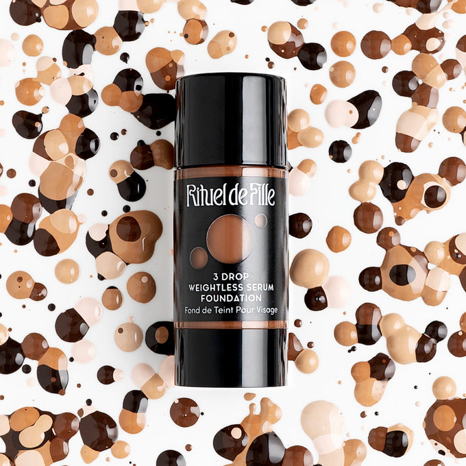 Rituel de Fille-3 Drop Weightless Serum Foundation-Makeup-3Dropbottle-dropbackground-The Detox Market | Always