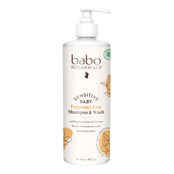 Babo Botanicals-Sensitive Baby Fragrance Free Shampoo & Wash-Body-8561-front-The Detox Market | 