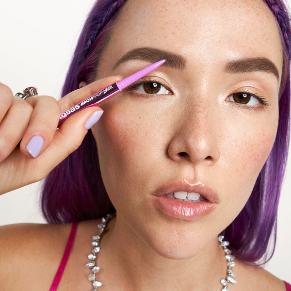 Brow Pop Nano Ultra-Fine Detailing Pencil - Makeup - Kosas - BROWPOP_Nano_PDP_NA_ProductPlay_DARKBROWN_2.2025- The Detox Market | Dark Brown