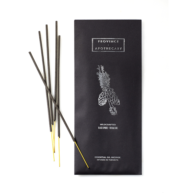 Province Apothecary-Black Spruce + Fir Balsam Essential Oil Incense-Home-Black-Spruce-Incense_Product-Front-The Detox Market | 