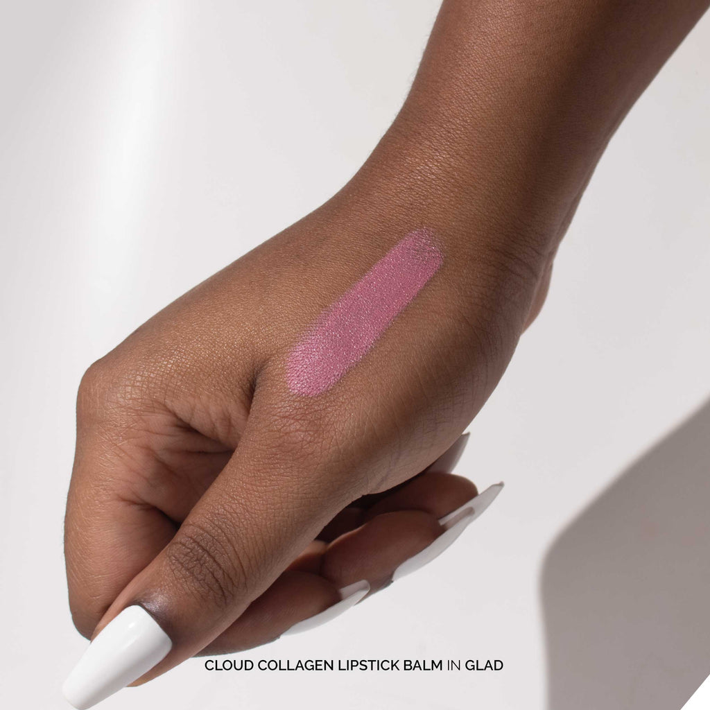 Fitglow Beauty-Cloud Collagen Lipstick + Cheek Matte Balm-Makeup-CloudCollagenLipstickBalm_glad_handswatch_02_B2B-The Detox Market | Glad - soft matte pale plum