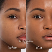 Ere Perez-Oat Milk Foundation-Makeup-ErePerez-OatMilkFoundation-Toffee-BEFORE-AFTER-SQ-2000-The Detox Market | Toffee - medium-dark warm