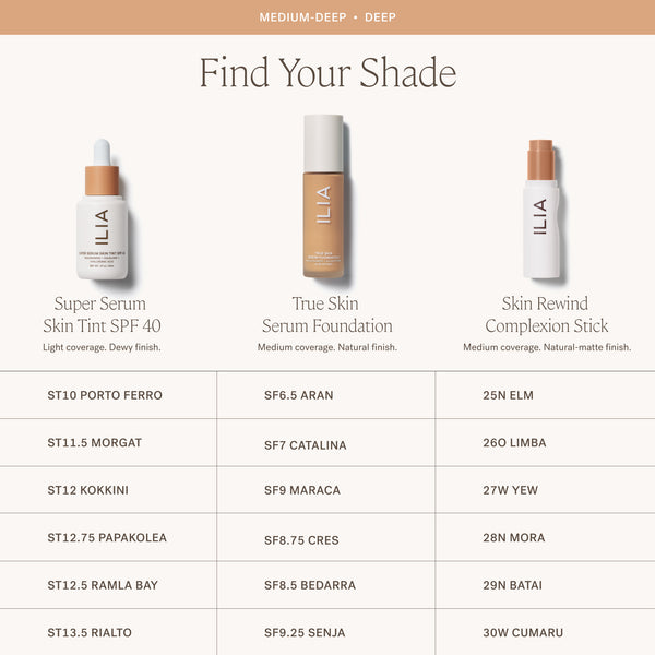 ILIA-Skin Rewind Complexion Stick-Makeup-ILIA_ComplexionStick_ShadeConversionChart_2000x2000_5-The Detox Market | Always