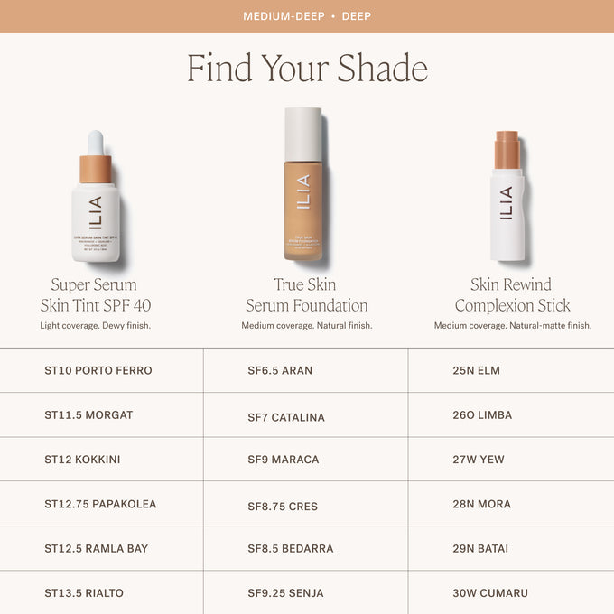 ILIA-Skin Rewind Complexion Stick-Makeup-ILIA_ComplexionStick_ShadeConversionChart_2000x2000_5-The Detox Market | Always