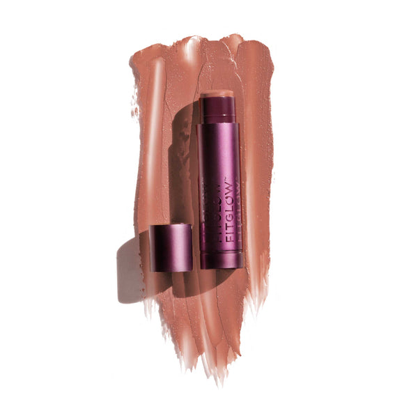 Fitglow Beauty-Cloud Collagen Lipstick + Cheek Matte Balm-Makeup-CloudCollagenLipstickBalm_buff_swatch_B2B - The Detox Market | Buff - soft matte earthy beige nude