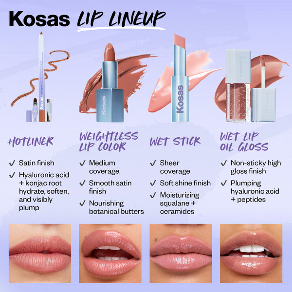 Kosas-Wet Lip Oil Gloss-Makeup-WLO_PDP_NA_LipLineup_3.2025-The Detox Market | Always