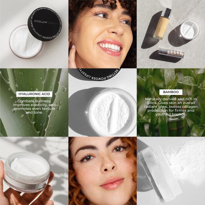 Bamboo Hyaluronic Loose Setting Powder - Makeup - Fitglow Beauty - loose-powder-grid - The Detox Market | 