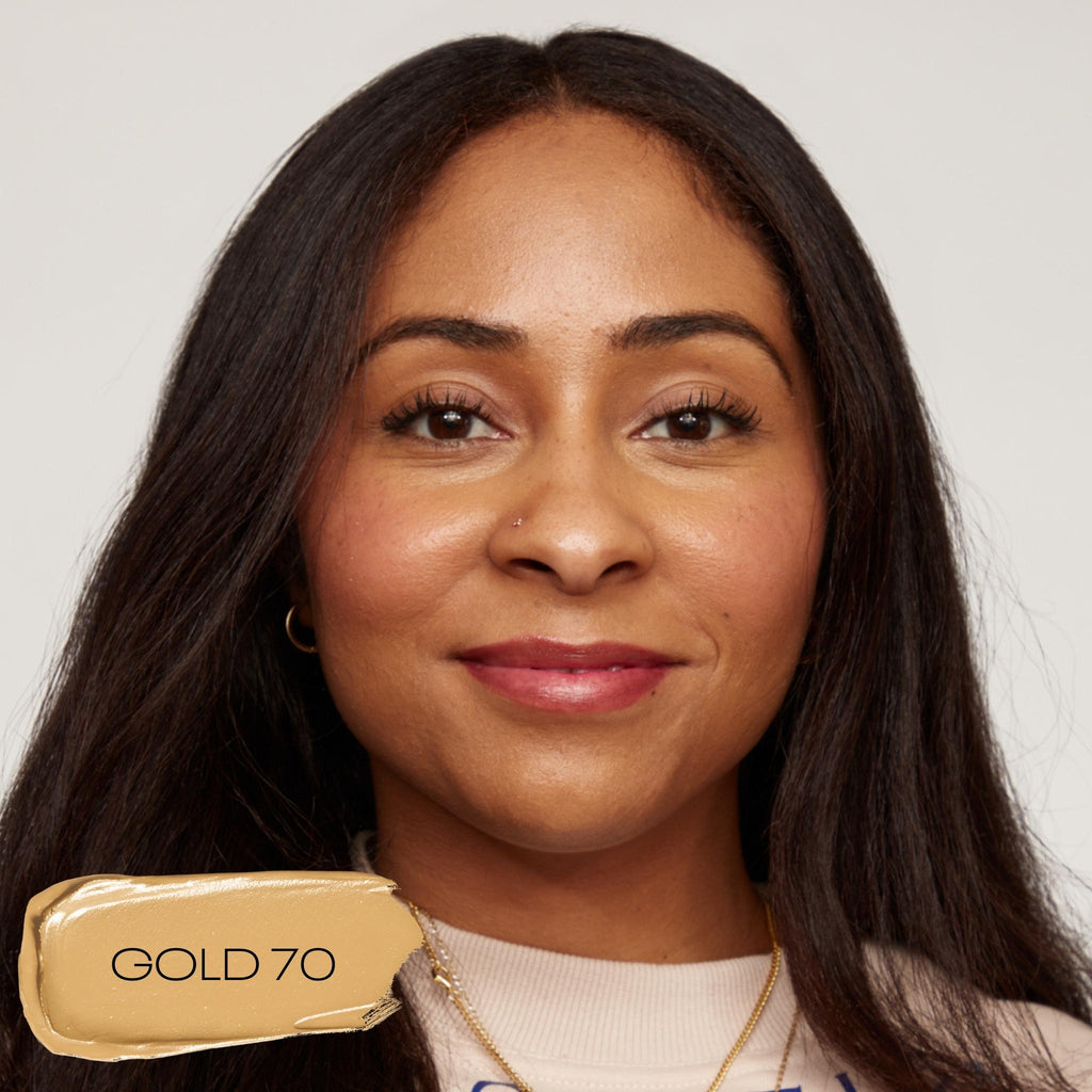 Blurring Ceramide Cream Foundation - Makeup - MOB Beauty - 03_PDP_MOBBEAUTY_BCCF_GOLD70_LIFESTYLE - The Detox Market | GOLD 70 medium-light brown with golden undertones