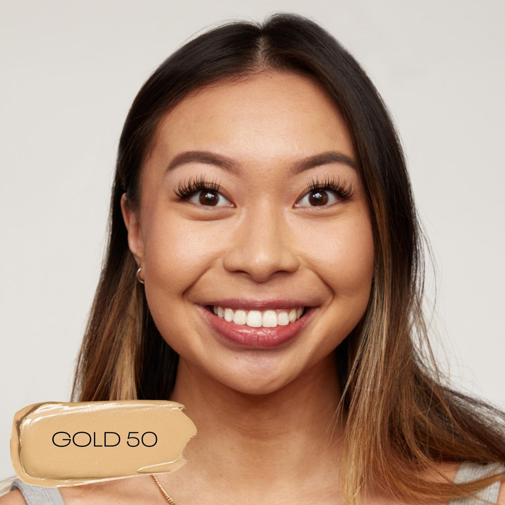 Blurring Ceramide Cream Foundation - Makeup - MOB Beauty - 04_PDP_MOBBEAUTY_BCCF_GOLD50_LIFESTYLE - The Detox Market | GOLD 50 medium with gold undertones