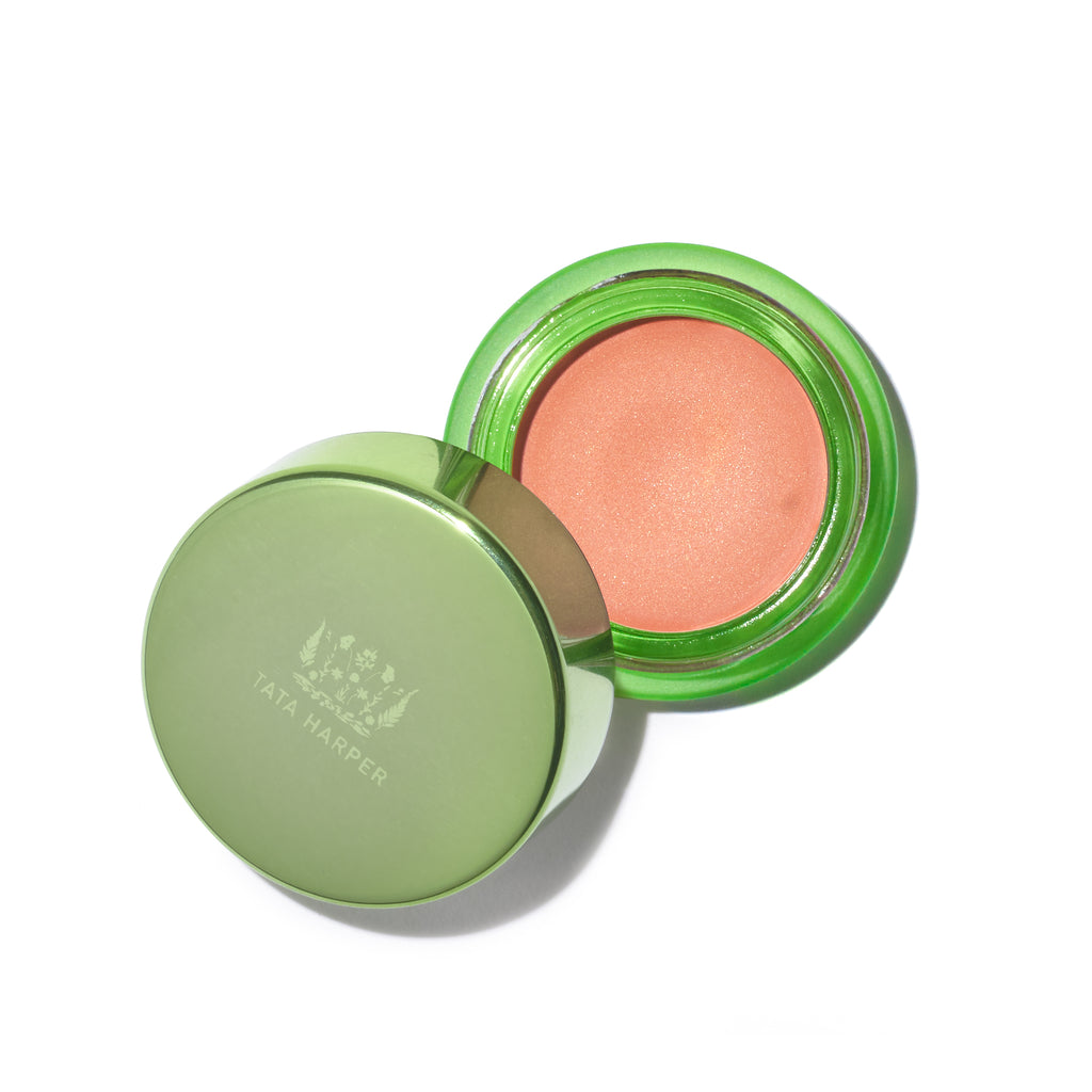 Cream Blush - Makeup - Tata Harper - Peachy-Cream-Blush-PDP-2022 - The Detox Market | Peachy - golden peach with a satin shimmer finish