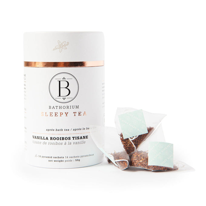 Bathorium-Après Bath Sleepy Time Pyramid Bagged Tea: Vanilla Roobios Tisane-